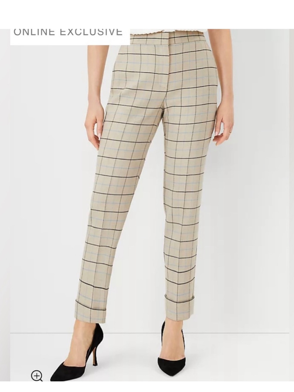 NWOT Ann Taylor Beige Windowpane Ankle Pants